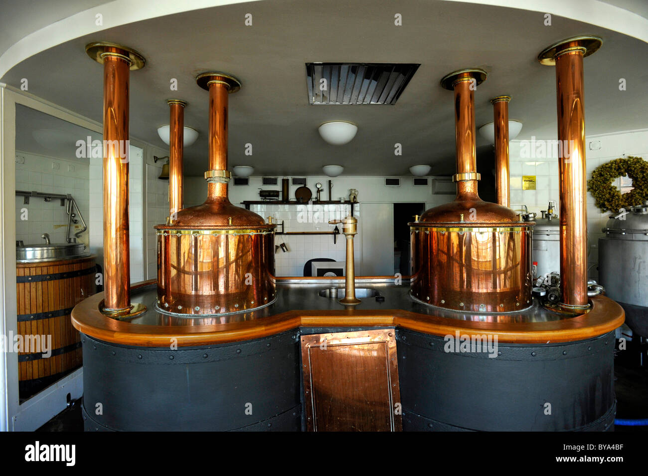 Brewhouse, brewing électrique de l'historique brasserie Pilsner Urquell, Pilsen, en Bohême, République Tchèque, Europe Banque D'Images