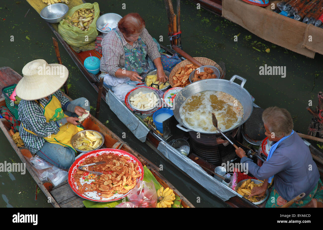 Marché Flottant de Bangkok, Thaïlande Banque D'Images