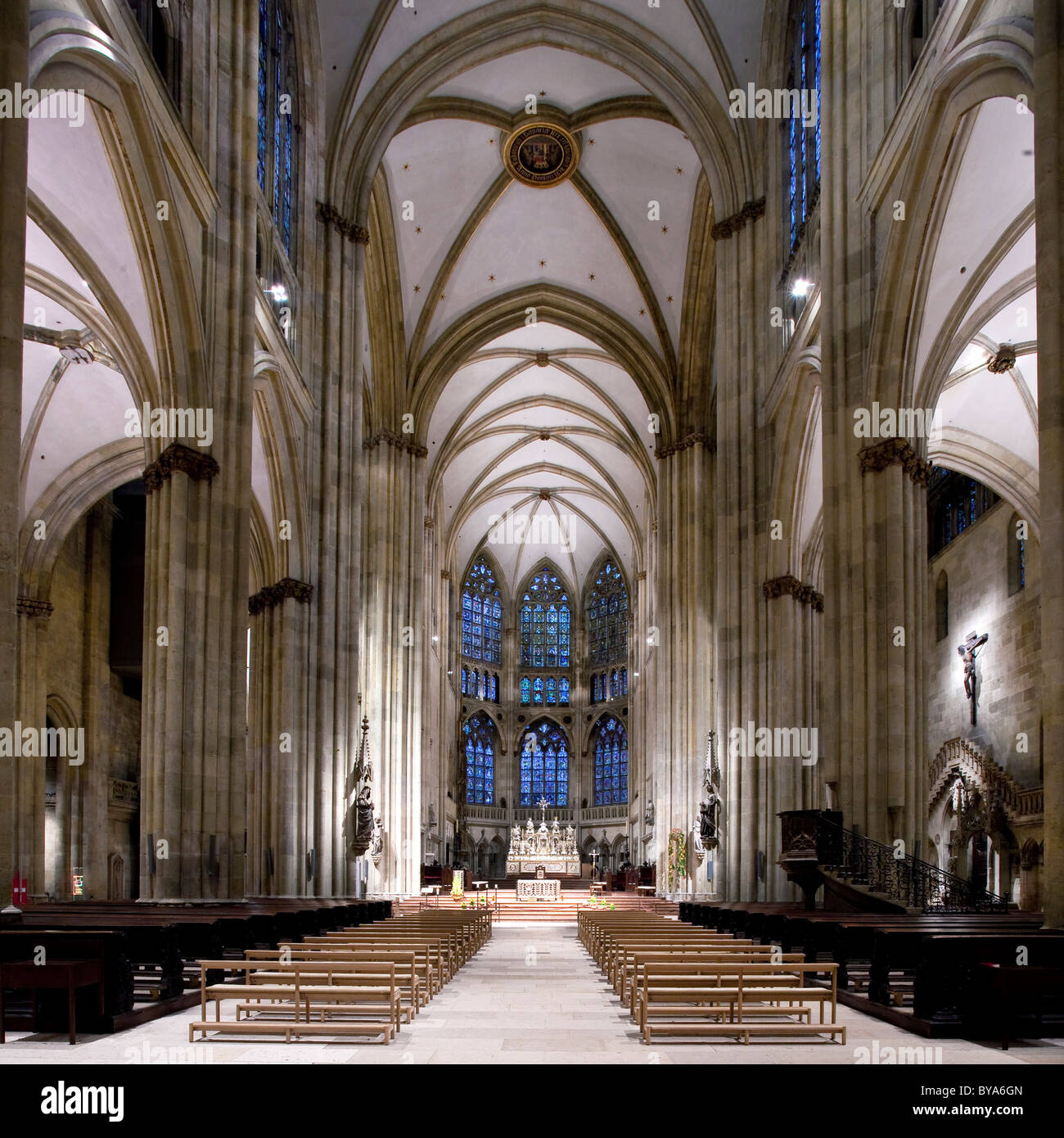 L'intérieur, la cathédrale de Regensburg, UNESCO World Heritage Site, Regensburg, Bavière, Allemagne, Europe Banque D'Images