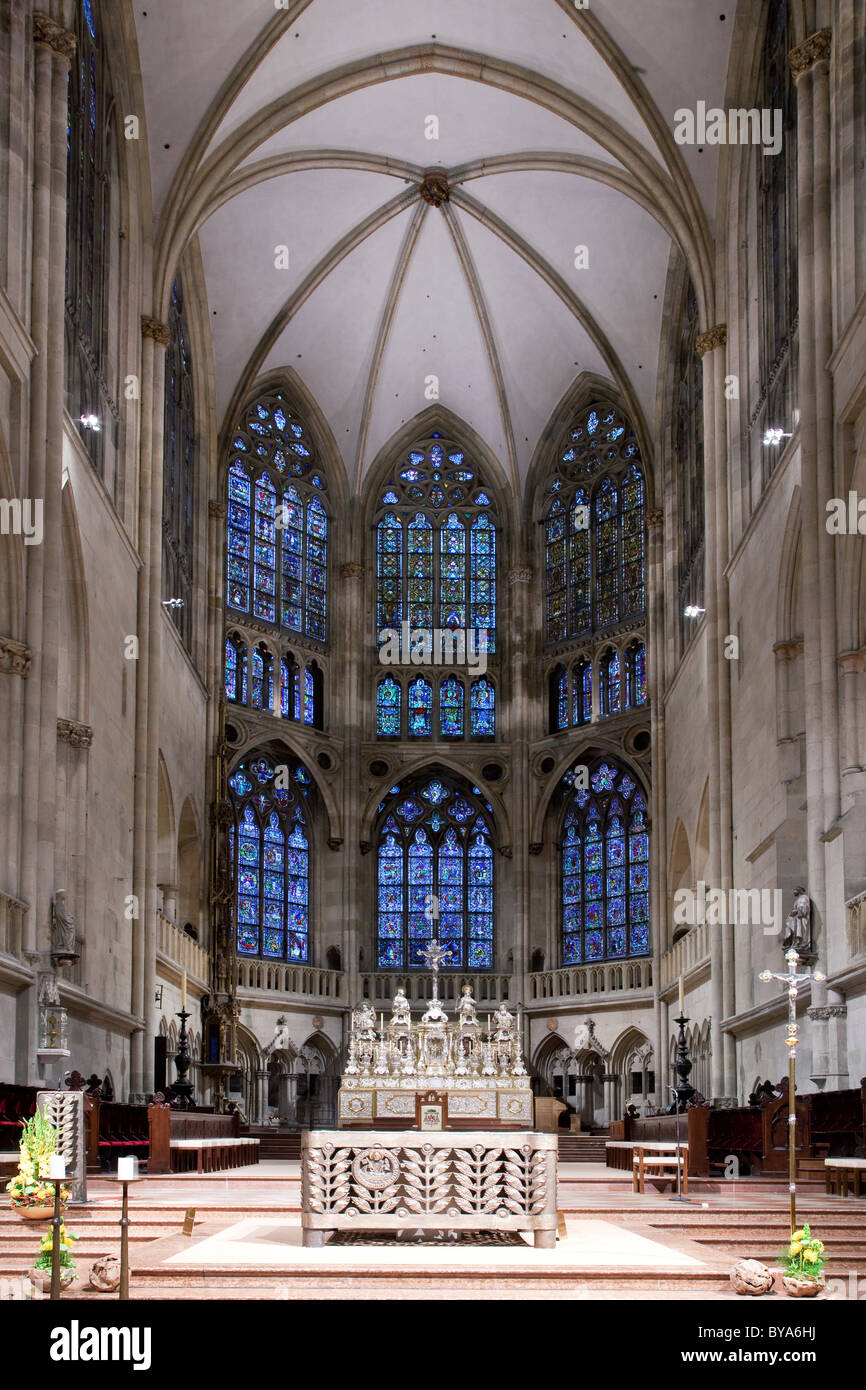 L'intérieur, la cathédrale de Regensburg, UNESCO World Heritage Site, Regensburg, Bavière, Allemagne, Europe Banque D'Images
