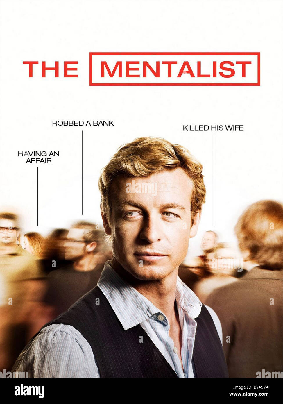 La série TV Mentalist 2008 - ? ? ? ? USA 2008 Saison 01 Promotion Créé par : Bruno Heller Simon Baker Poster Banque D'Images