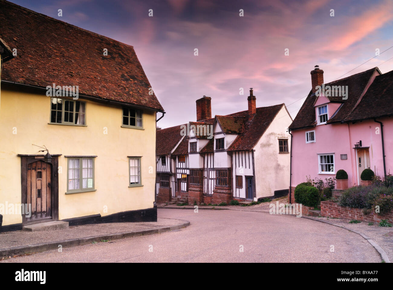 Gîtes traditionnels à Kersey Village, Suffolk, Angleterre, RU Banque D'Images