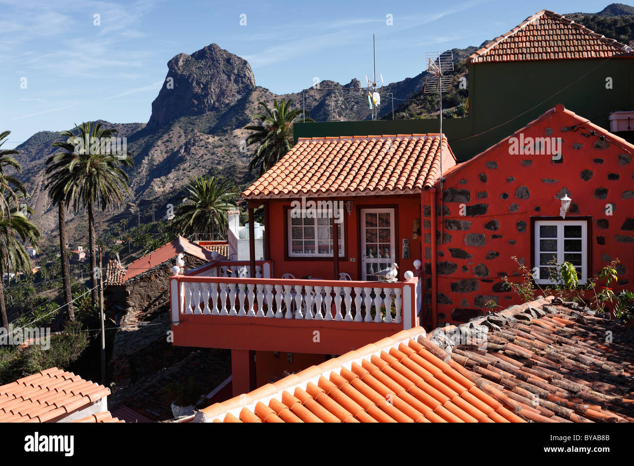 Village de Macayo près de Vallehermoso, Roque Cano Mountain, La Gomera, Canary Islands, Spain, Europe Banque D'Images