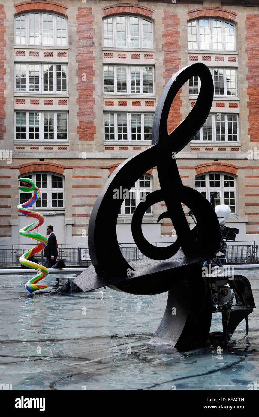 Fontaine Stravinsky, détail, Centre Georges Pompidou, Paris, France, Europe Banque D'Images