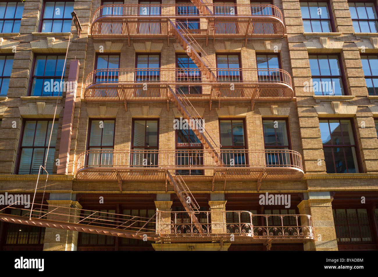 L'architecture en fer typique dans le quartier de SoHo, au sud de Houston Street, Manhattan, New York, USA Banque D'Images
