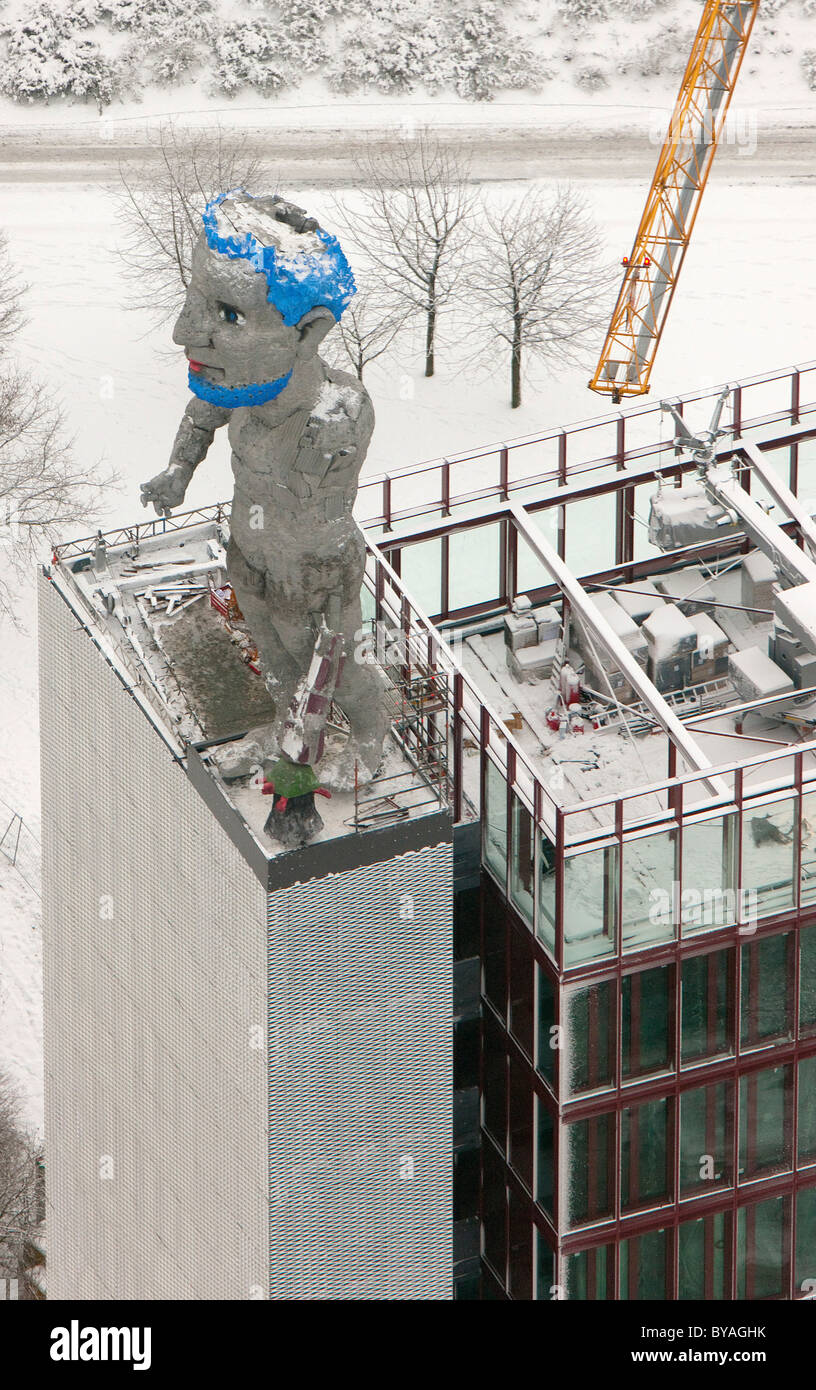 Vue aérienne, Hercules Barbe-bleue par Mark Luepertz, cérémonies de clôture du Kulturhauptstadt RUHR.2010 Capitale culturelle Banque D'Images