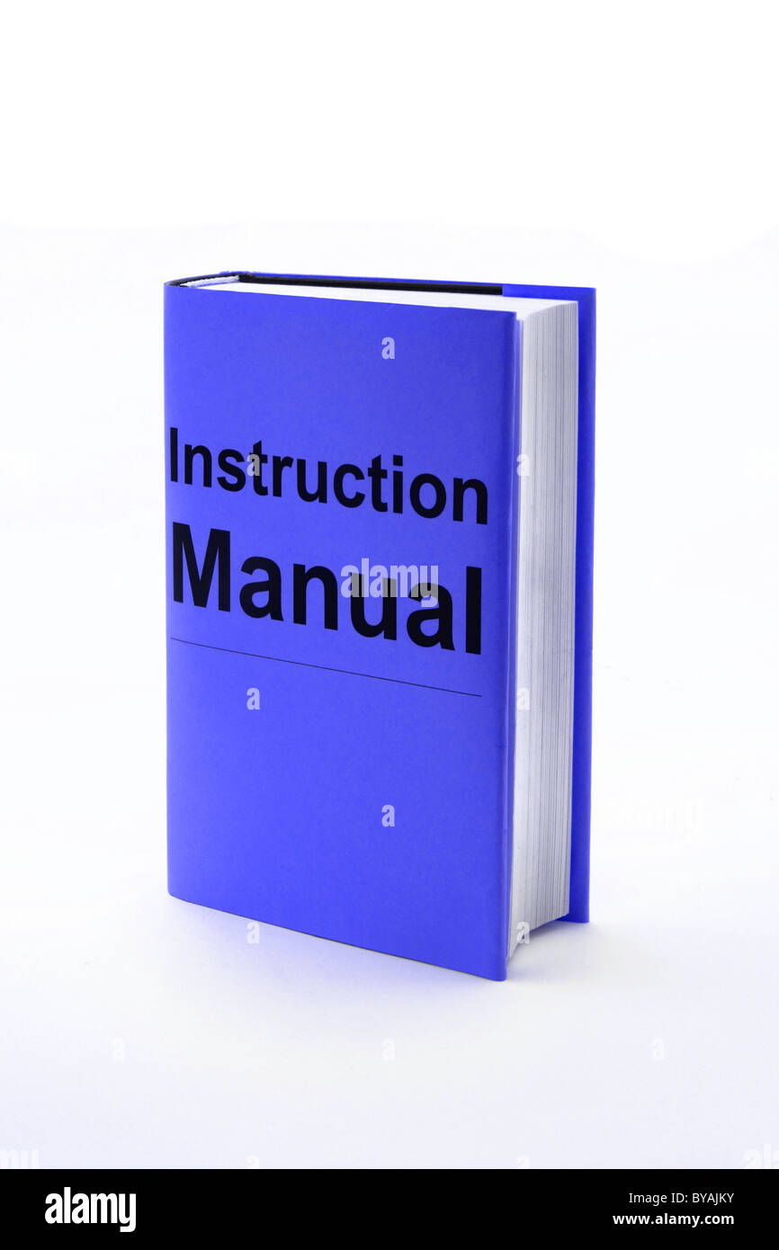 Livre bleu avec les mots manuel d'Instruction sur le couvercle. Banque D'Images