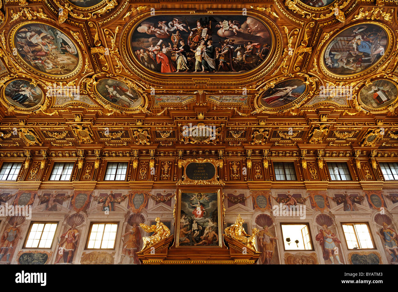 Golden Hall, 1643, à la mairie, Augsburg, Bavaria, Germany, Europe Banque D'Images
