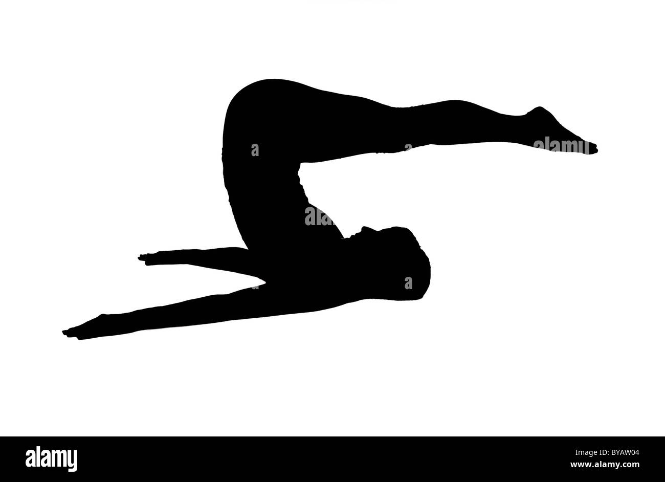 Postions de yoga silhouette Banque D'Images