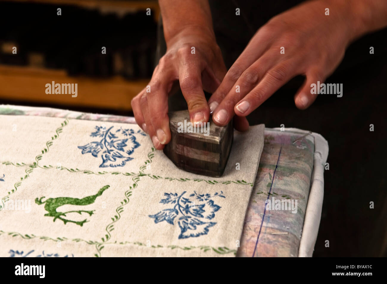 L'impression de tissu par Wach +Sekyra, Bad Aussee, Styrie, Autriche Banque D'Images