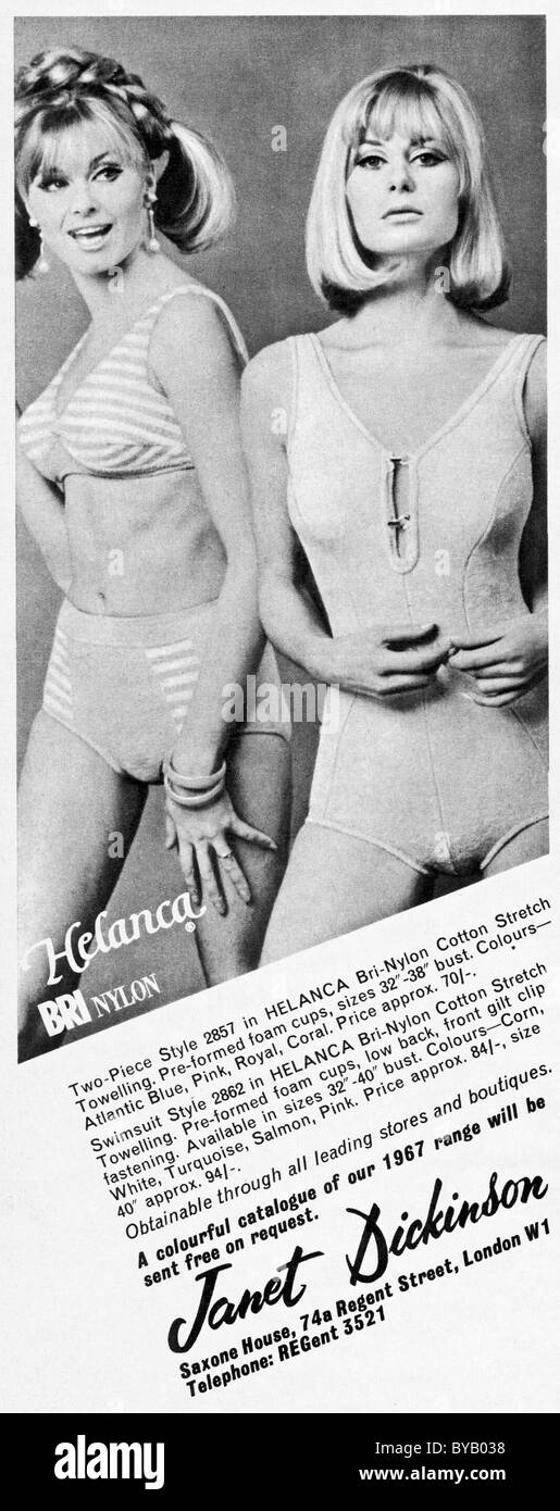 1960 Annonce dans le magazine de mode pour femmes maillots de bain en Nylon T0 par JANET DICKINSON Banque D'Images