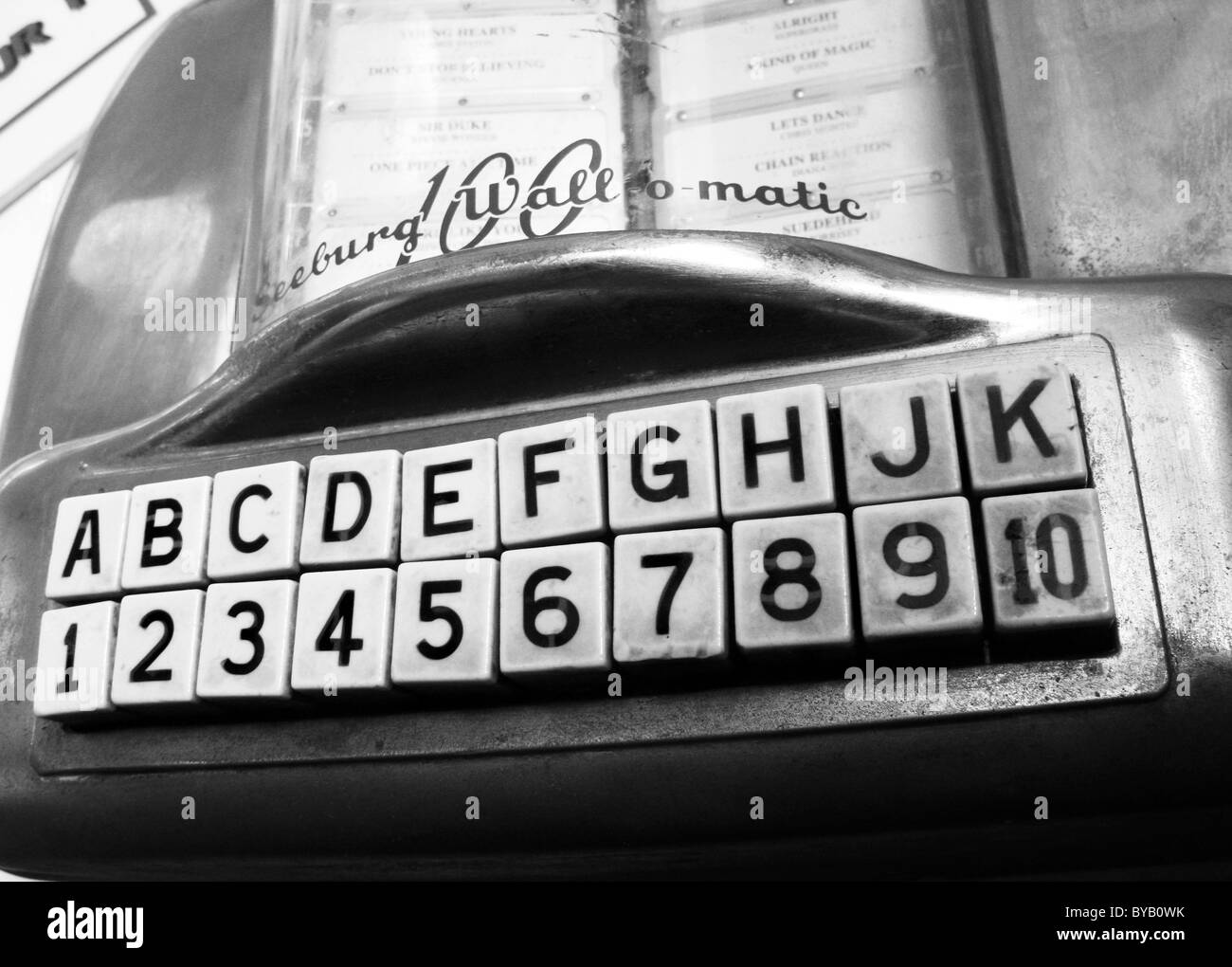 Mur de seeburg o-matic juke box Banque D'Images