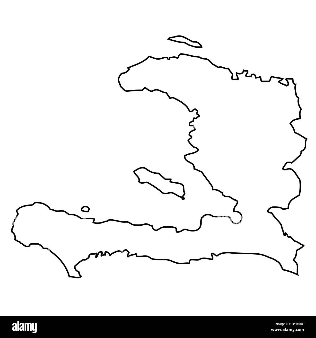 Contours, la carte d'Haïti Banque D'Images