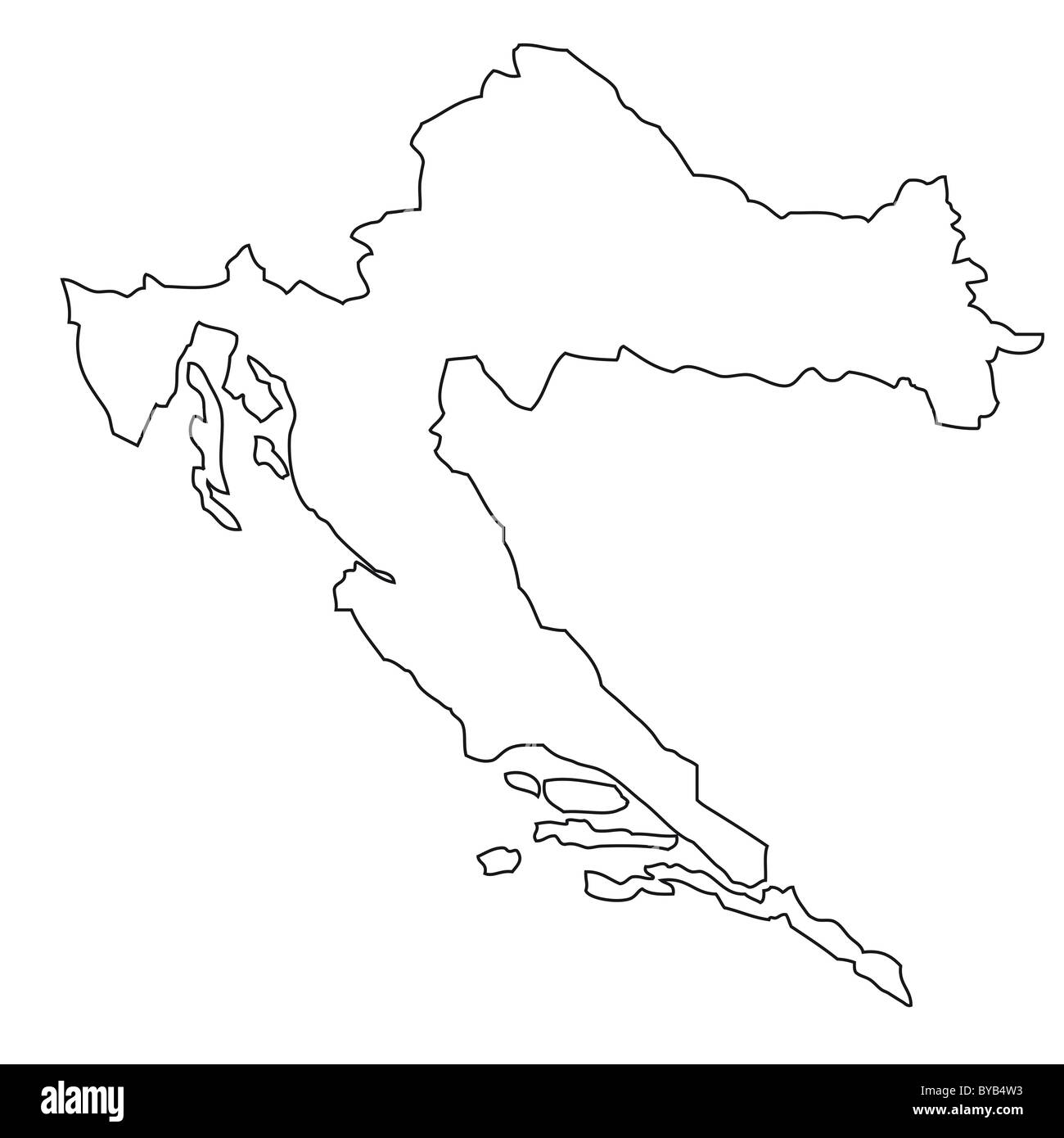 Contours, la carte de la Croatie Banque D'Images
