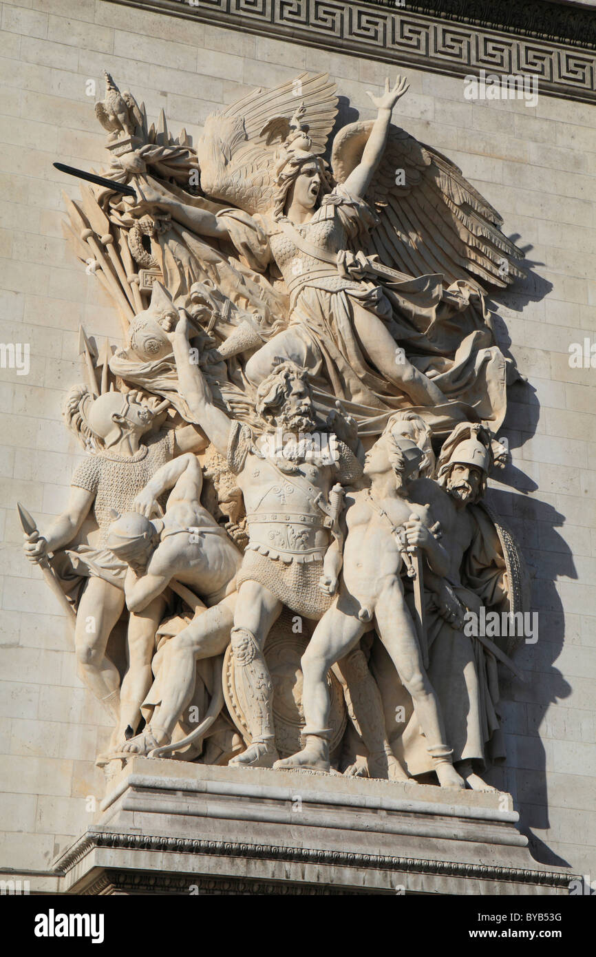 Soulagement, le départ des volontaires en 1792, l'Arc de Triomphe, Arc de Triomphe, Place Charles de Gaulle Etoile, Paris, France Banque D'Images