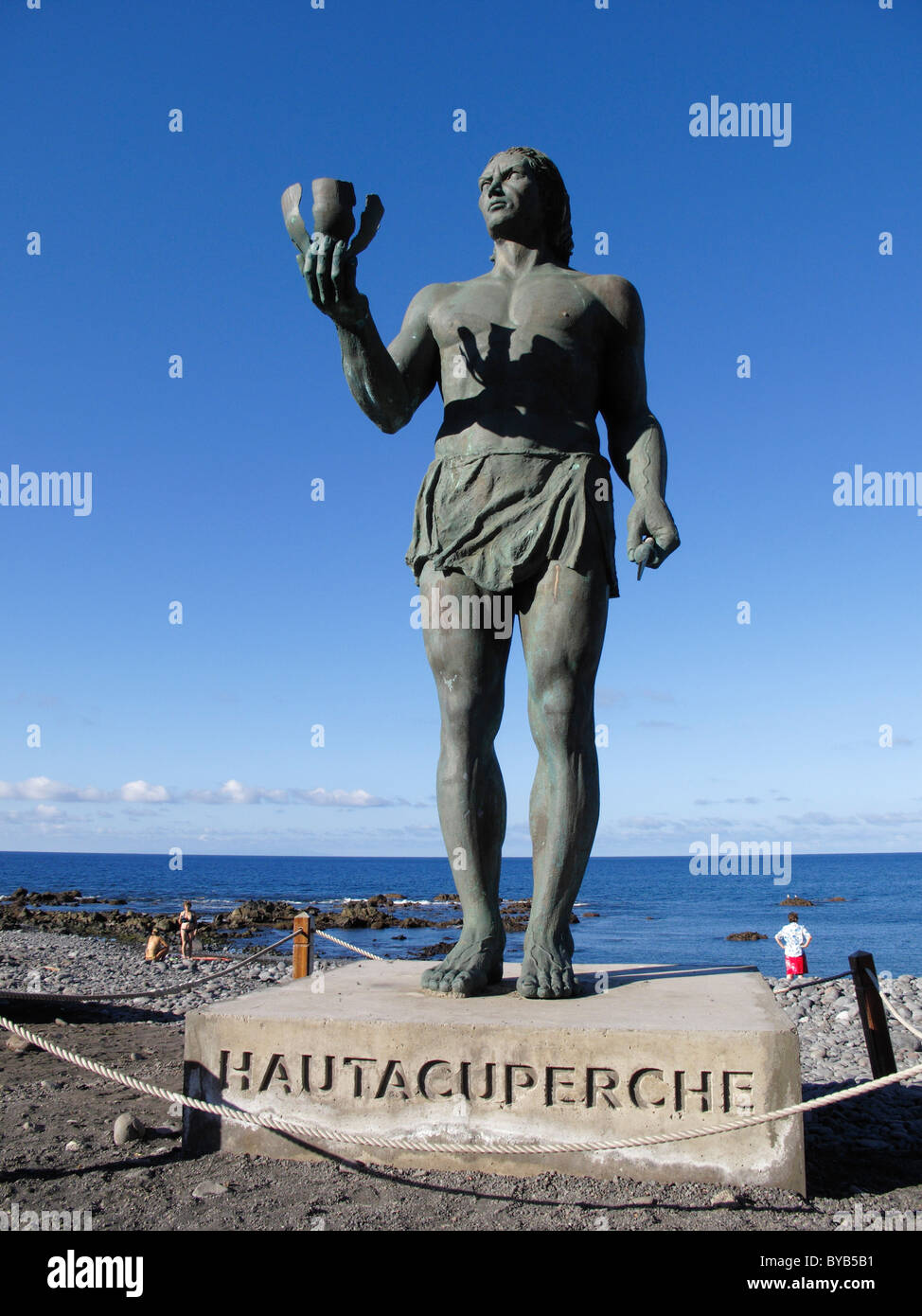 Mémorial à Hautacuperche guerrier Guanche, statue de bronze, Valle Gran Rey, La Gomera, Canary Islands, Spain, Europe Banque D'Images