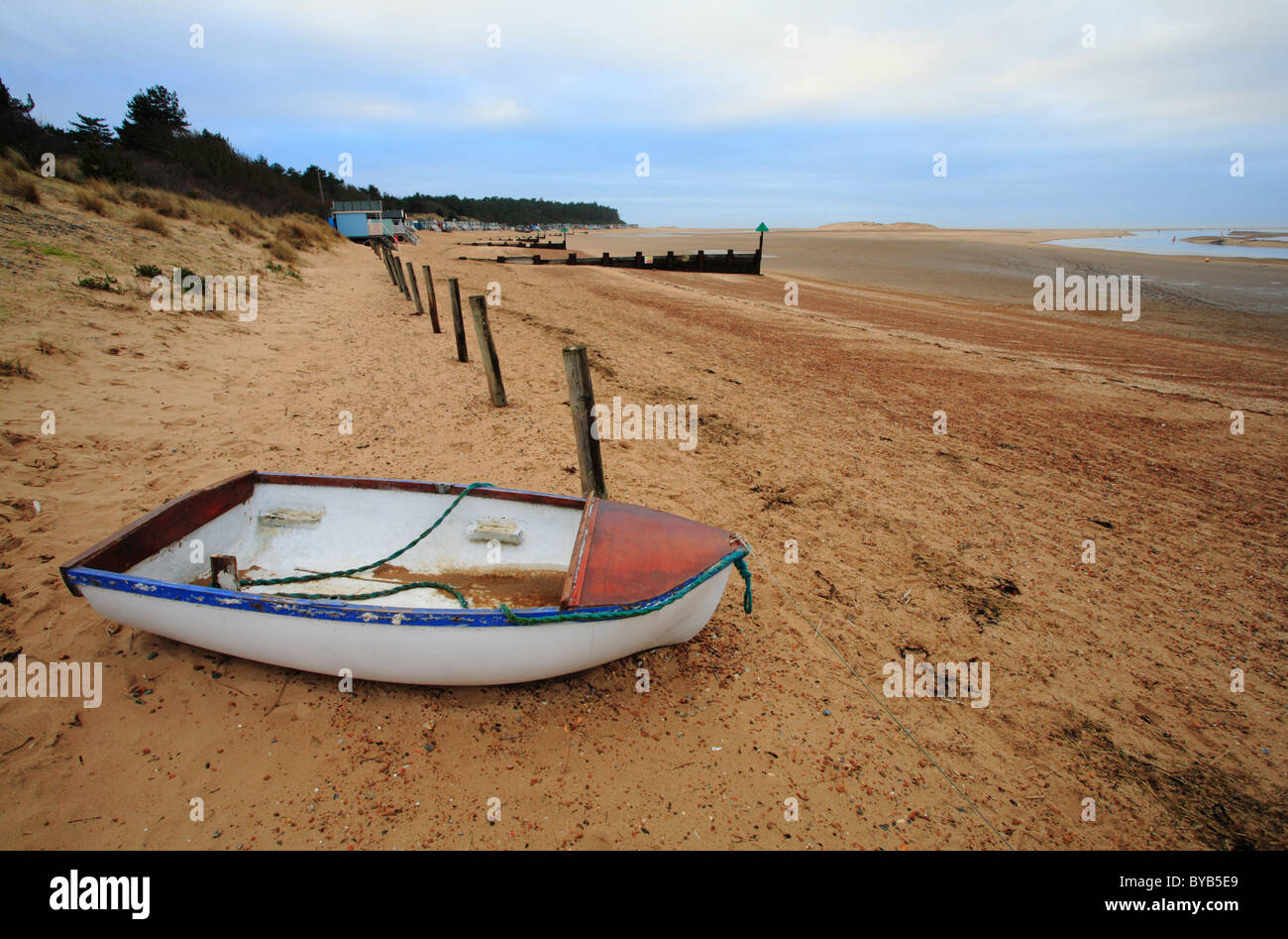 La plage de Wells-next-the-Sea sur la côte nord du comté de Norfolk. Banque D'Images
