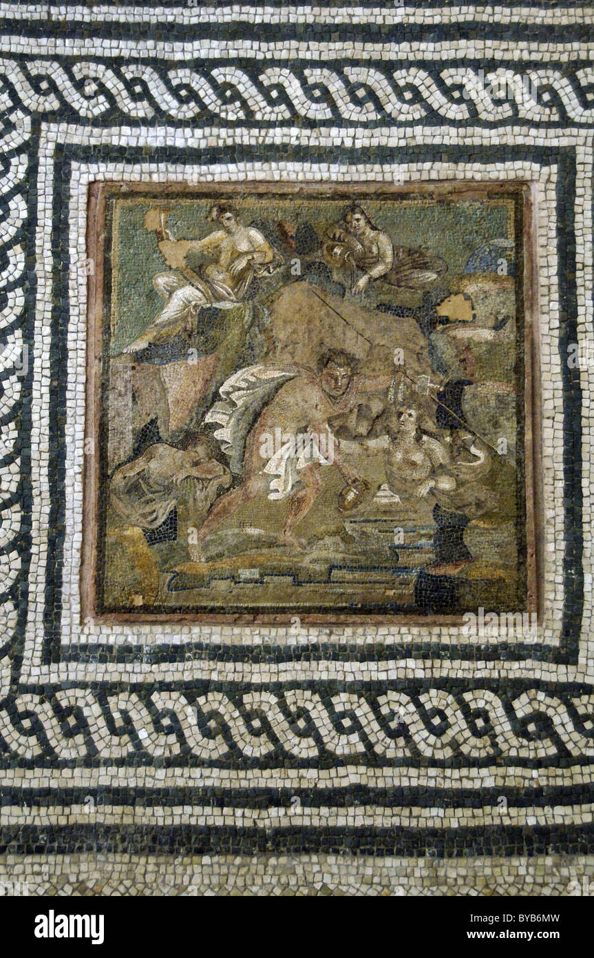 Mosaïque représentant "Hylas et les nymphes', datée entre la fin du iie siècle avant J.-C. et au début de l'Époque Impériale. Banque D'Images