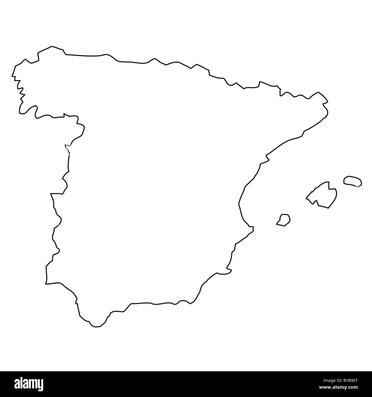 Contours, carte de l'Espagne Banque D'Images