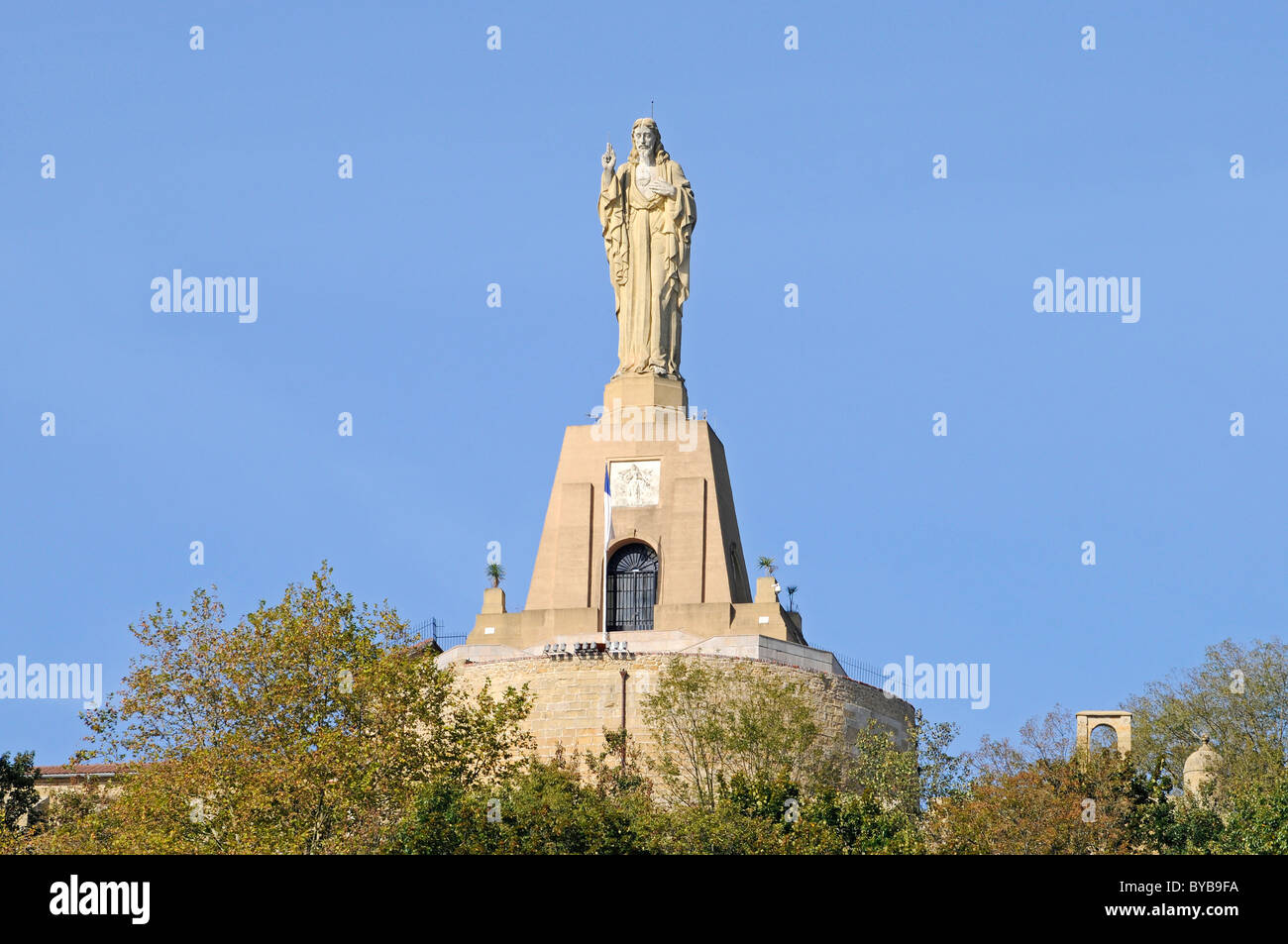 Statue de Jésus Christ, Mt Monte Urgull, San Sebastian, Pays Basque, Pays Basque, Espagne, Europe Banque D'Images