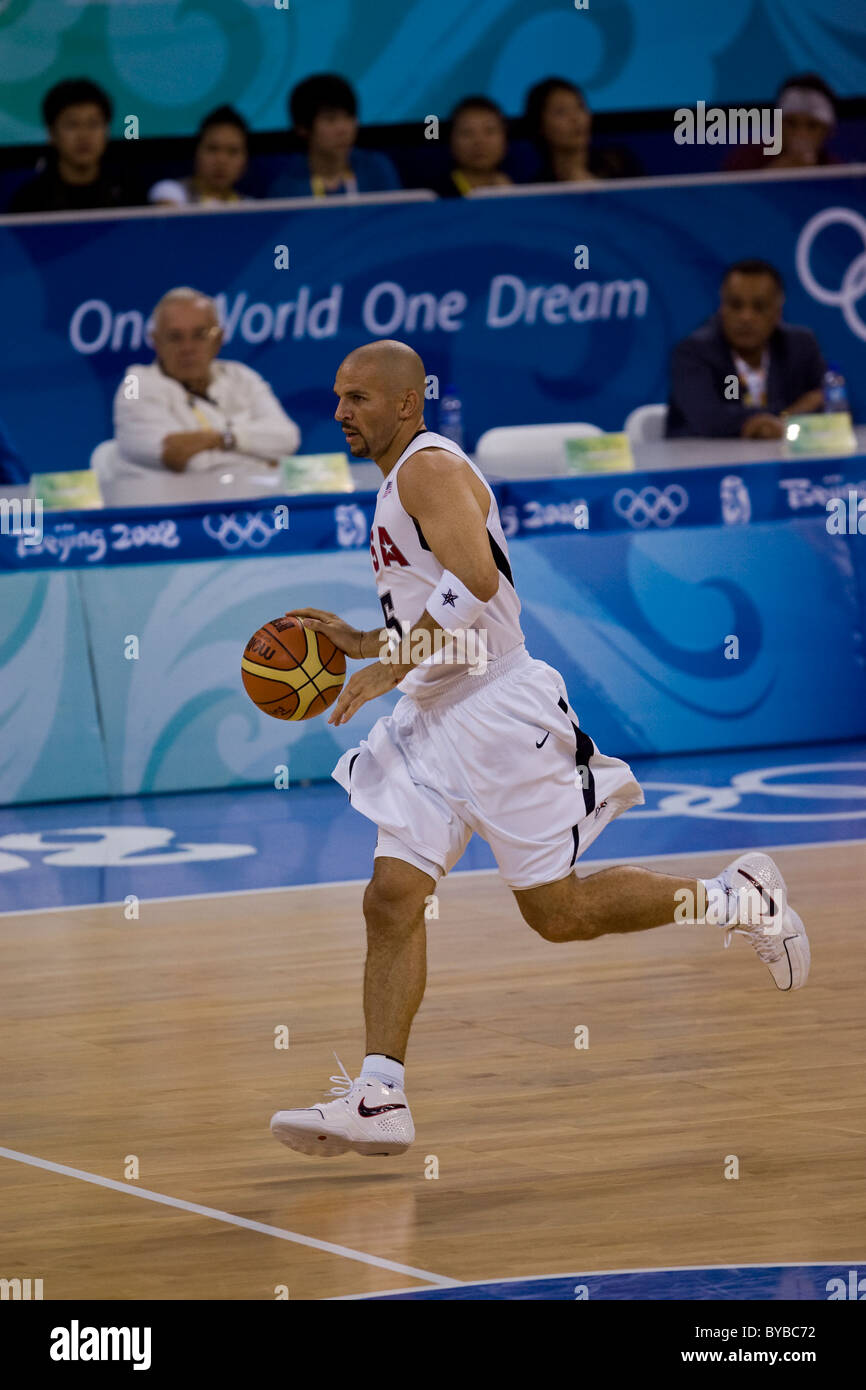 Jason Kidd (USA), USA-Chine men's basketball action aux Jeux Olympiques d'été 2008, Pékin, Chine Banque D'Images