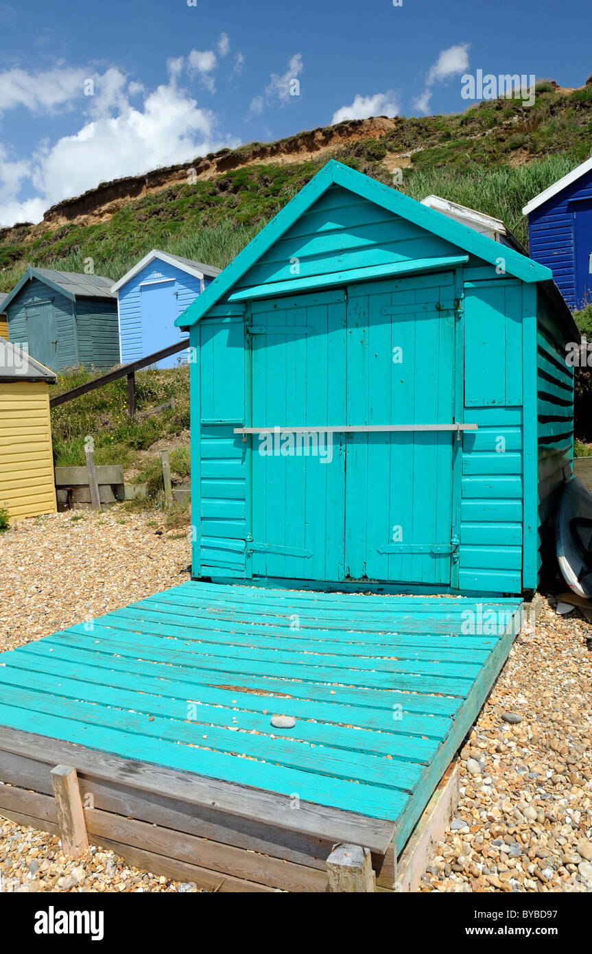 Cabines de plage en southengland coast UK Angleterre europe Banque D'Images