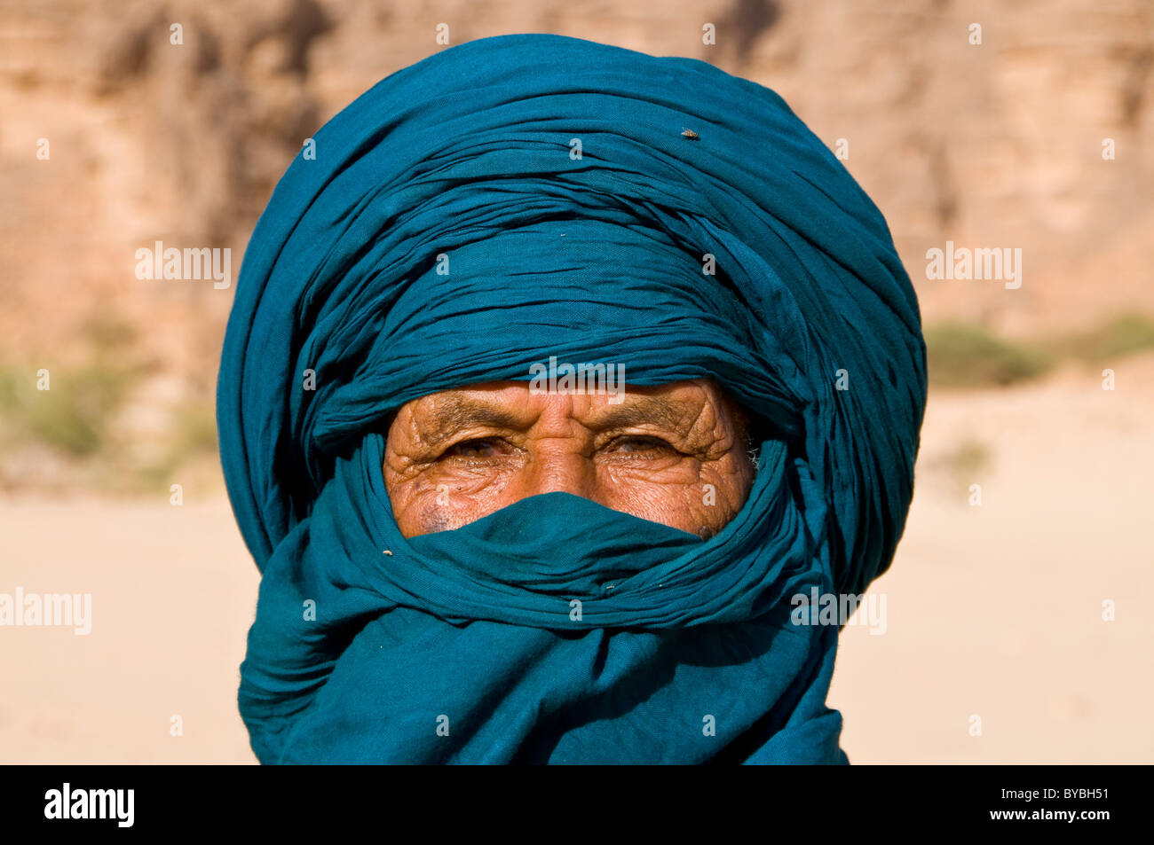 Portrait d'un homme touareg, Essendilène, Algérie, Afrique Banque D'Images
