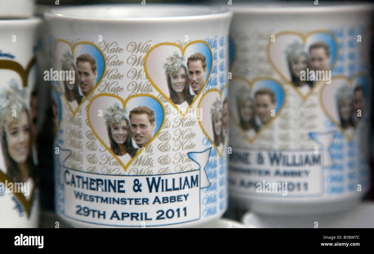 Mariage Royal de souvenirs pour le prince William et Kate Middleton Banque D'Images