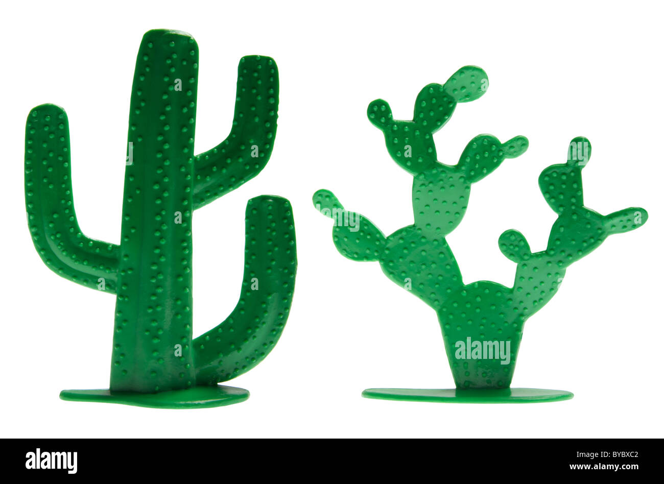 Jouet en plastique cactus sur fond blanc Banque D'Images