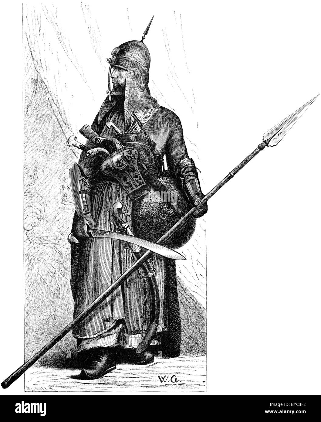 1878 gravure d'une années 1790 soldat mamelouk en Egypte Banque D'Images