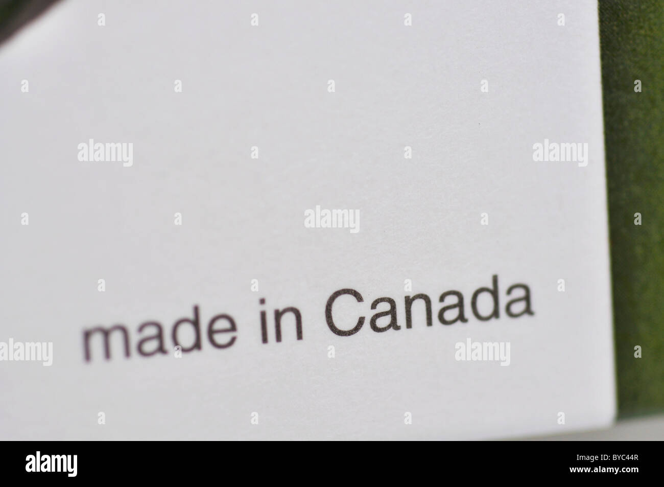 Fabriqué au Canada écrit sur emballage pour les produits alimentaires Banque D'Images