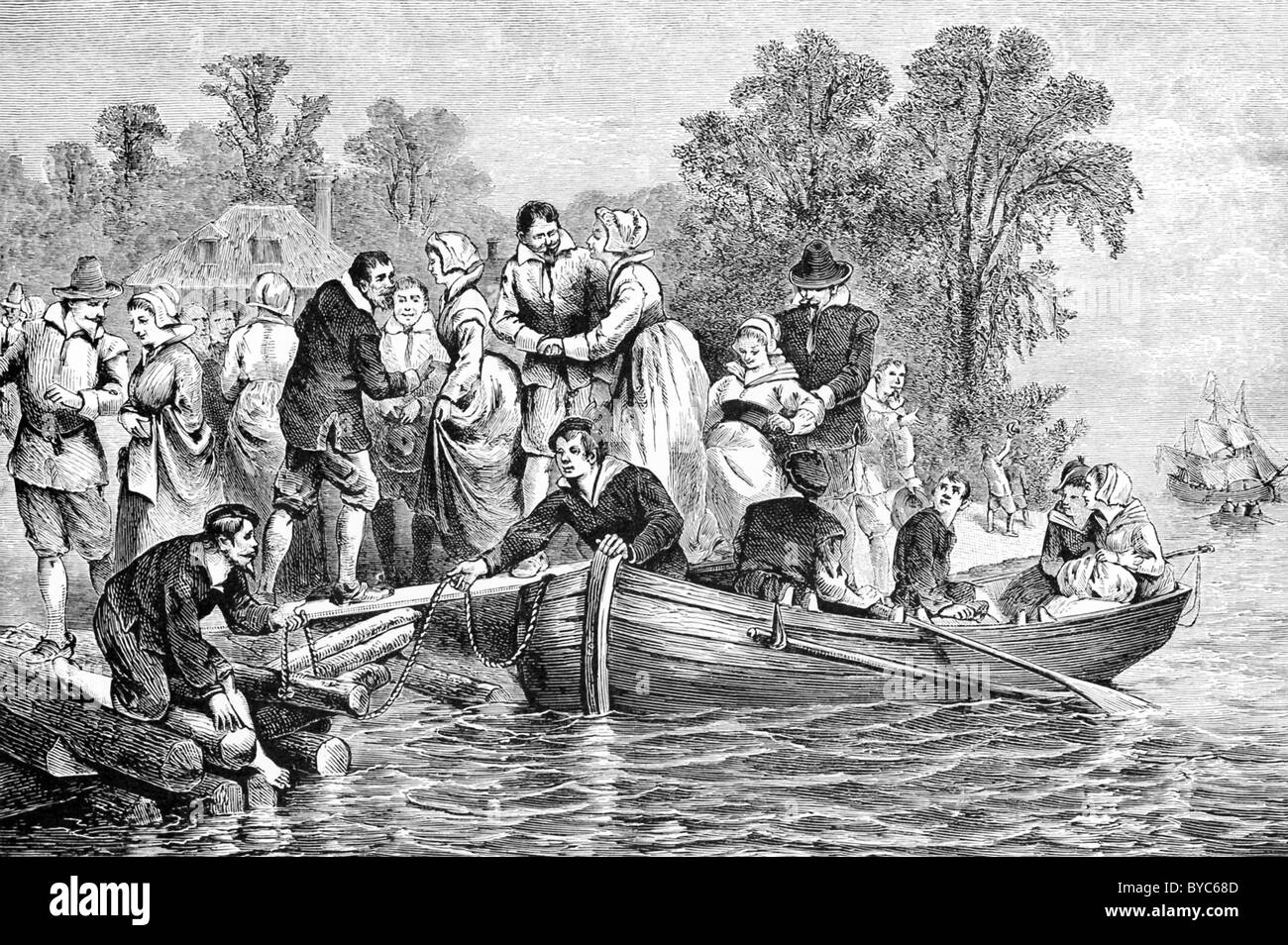 En 1619, la compagnie de Virginia a envoyé un groupe de 90 femmes (en photo ici) pour les colons de Jamestown. Banque D'Images