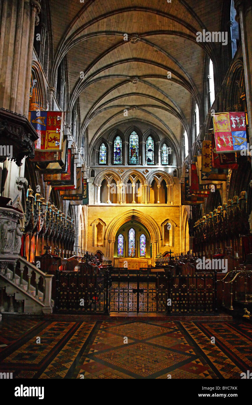 Drapeaux, St.Patrick's Cathedral Dublin Ireland Banque D'Images