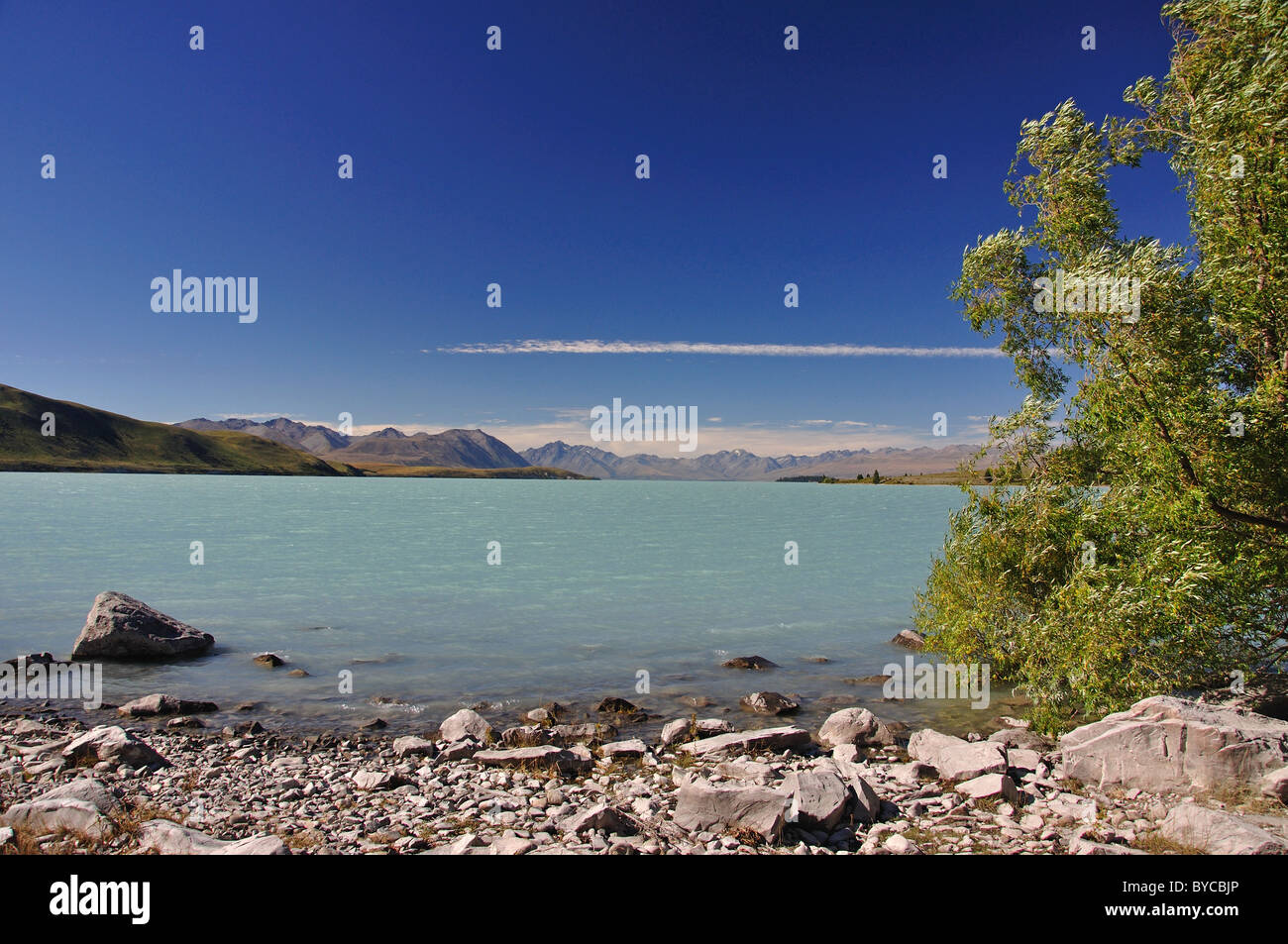 Le Lac Tekapo, District de Mackenzie, région de Canterbury, île du Sud, Nouvelle-Zélande Banque D'Images