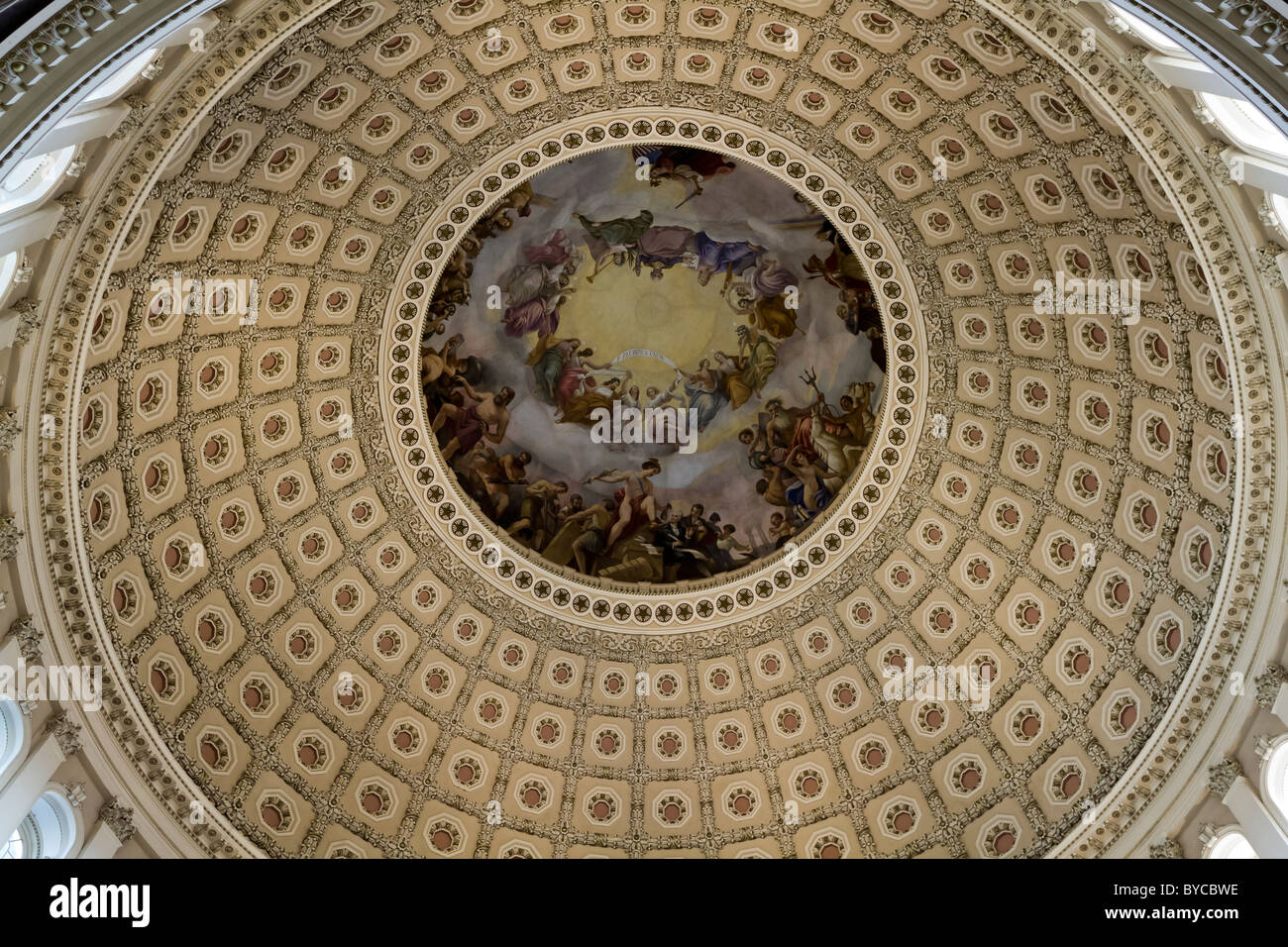 Intérieur de la coupole de l'United States Congress, Washington DC. Banque D'Images