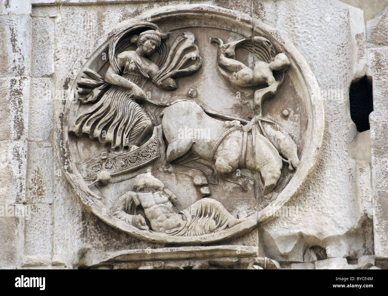 L'art romain Arc de Constantin. Le soulagement. Rome. L'Italie. Banque D'Images