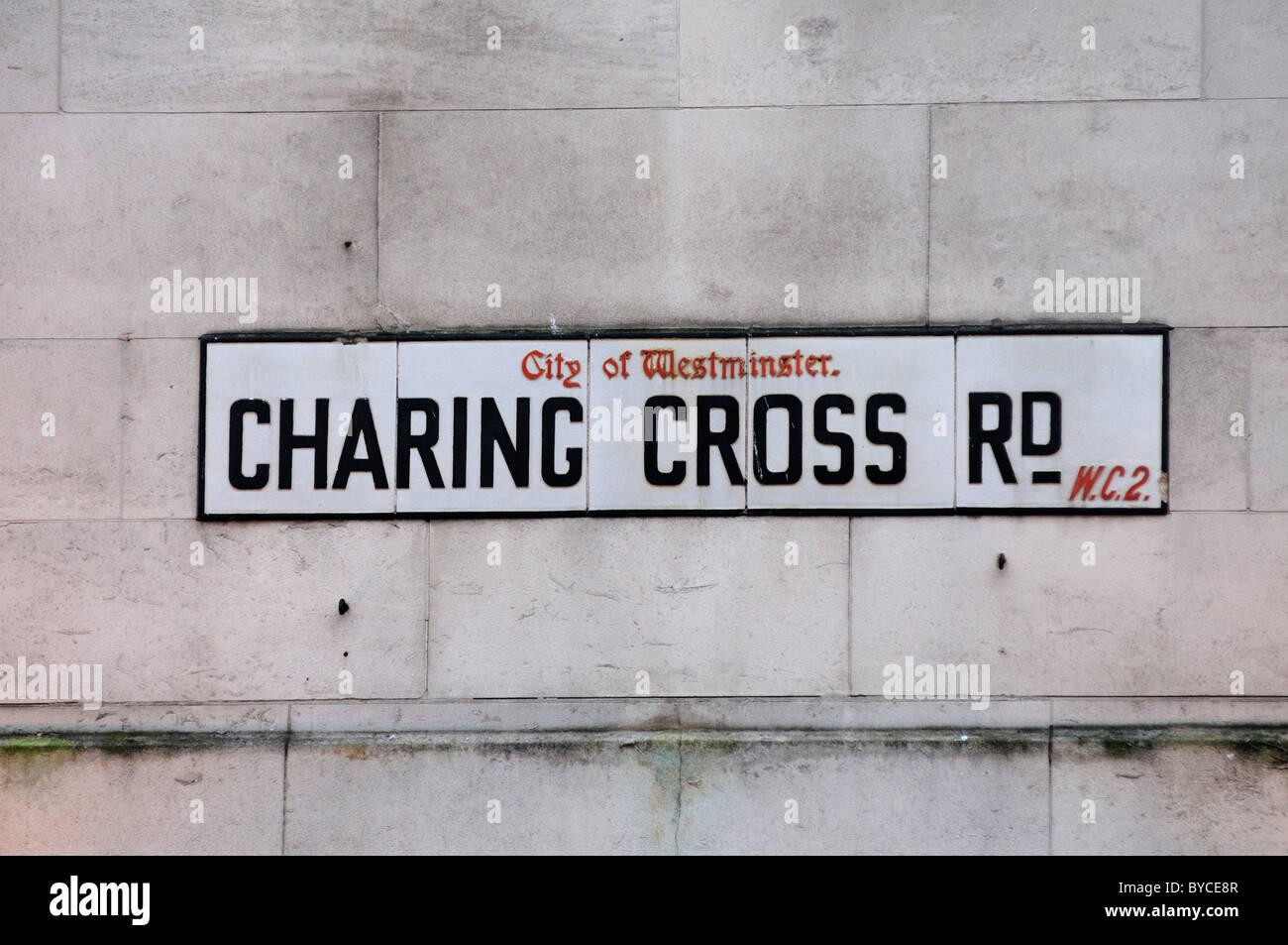 Charing Cross Rd Street Sign, Londres, Angleterre, Royaume-Uni Banque D'Images