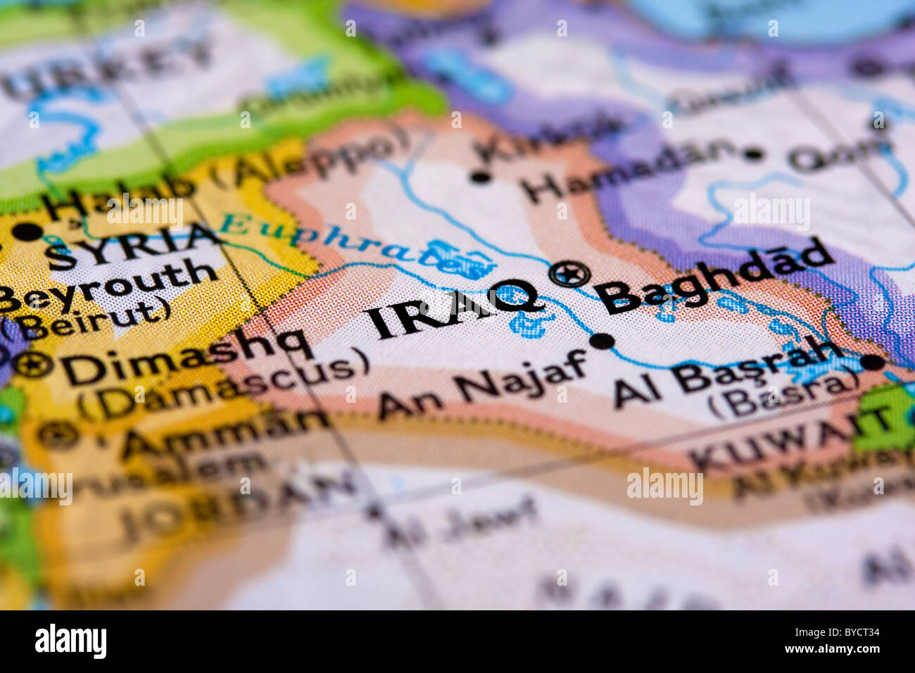 L'Iraq sur la carte. Banque D'Images