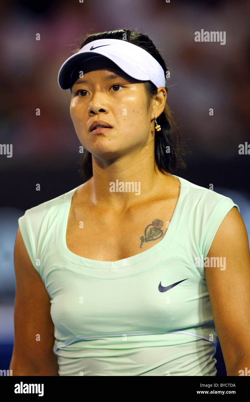 Australian Open de Tennis 2011. Melbourne. Samedi 29.1.2011. Finale femmes Na LI (Chn) au cours des dernières femmes. Banque D'Images