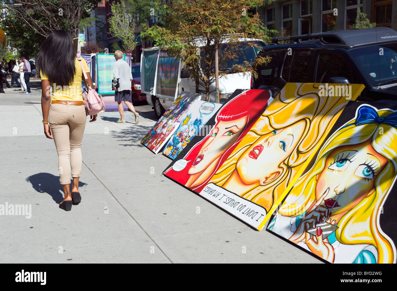 Le pop art en vente sur West Broadway à SoHo, New York City, USA Banque D'Images