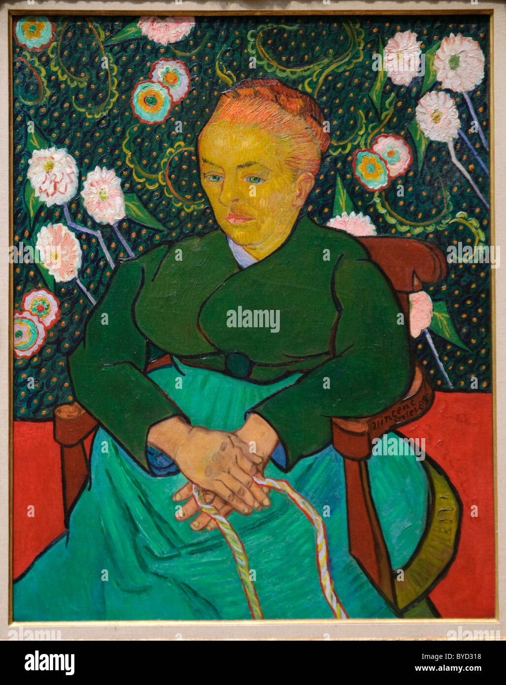 La Berceuse (femme oscillant une Augustine-Alix Pellicot socle ; Roulin, 1851-1930), 1889, par Vincent van Gogh, Banque D'Images