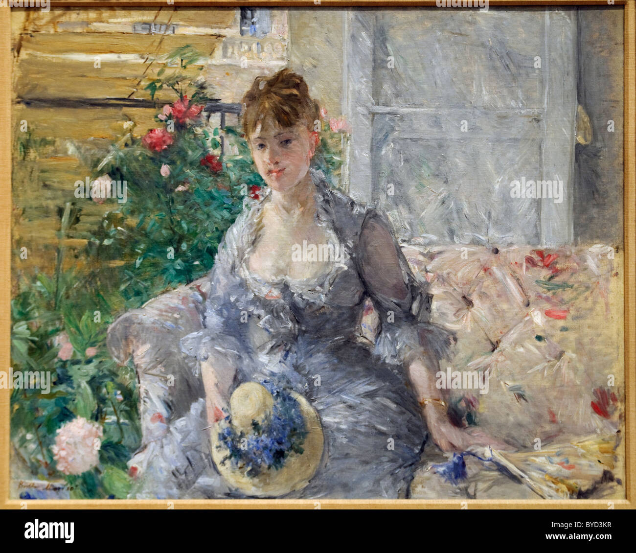 Jeune femme assise sur un canapé, ca. En 1879, Berthe Morisot Banque D'Images
