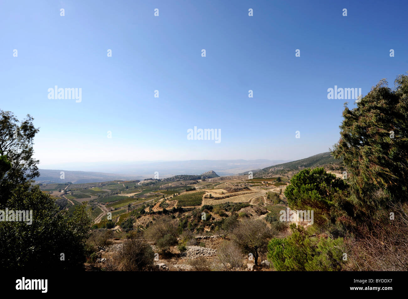 Plateau du Golan, dans le milieu du dos Nimrod Fortress, l'Arabe de Qala'at al-Subeiba, Hauteurs du Golan, le mont Hermon, Israël, Moyen Orient Banque D'Images