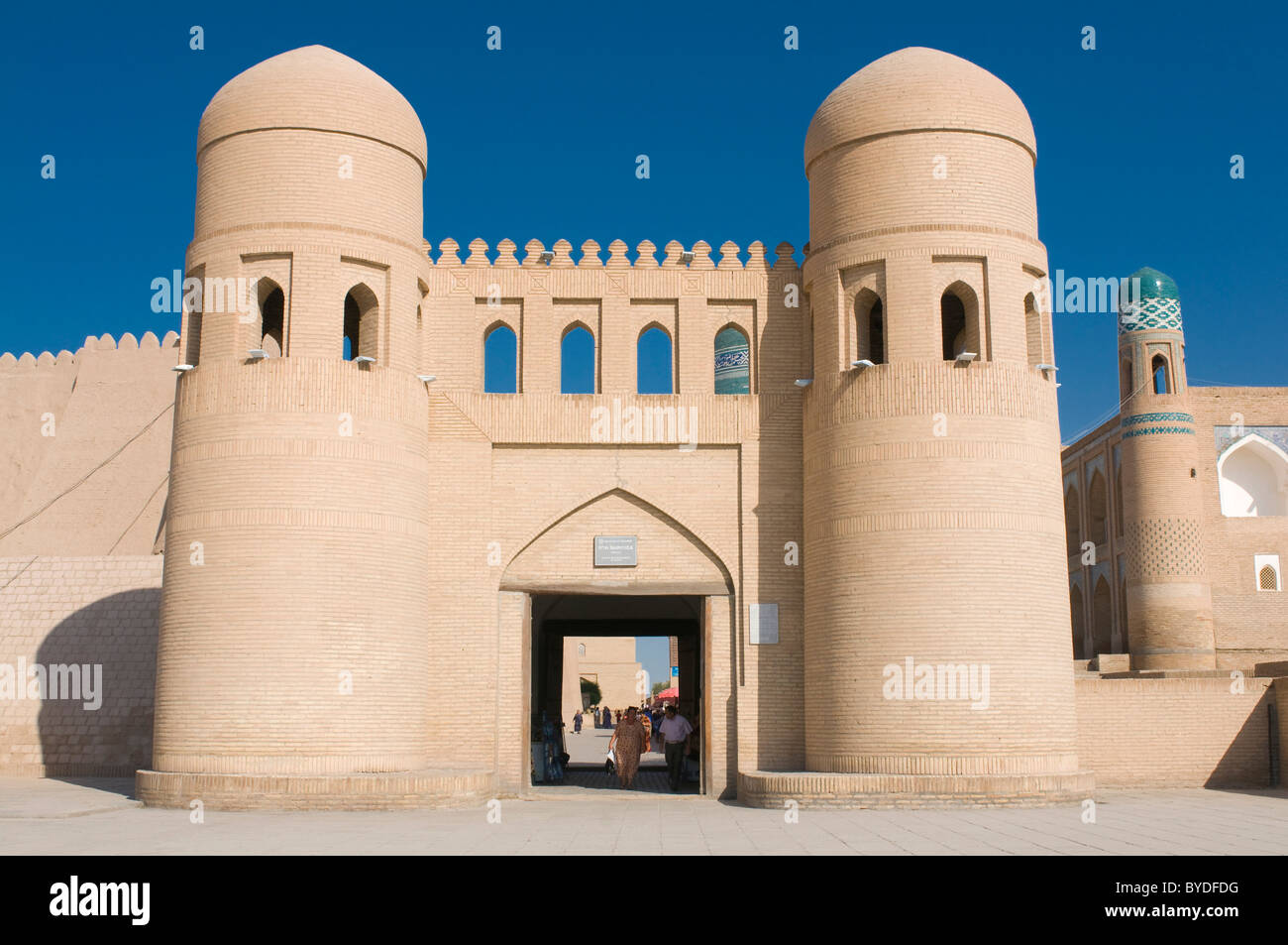 Porte d'entrée de Ichon Qala Forteresse, Khiva, Ouzbékistan, l'Asie centrale Banque D'Images