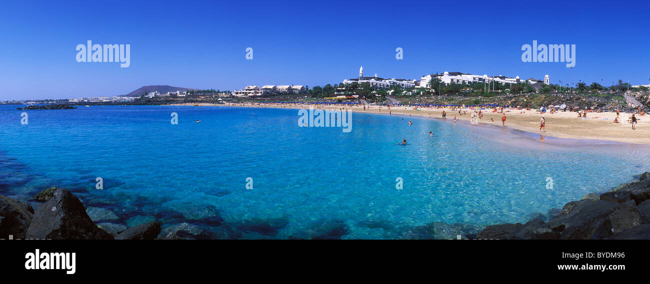 Plage de sable fin, Playa Dorada, Playa Blanca, Lanzarote, Canary Islands, Spain, Europe Banque D'Images