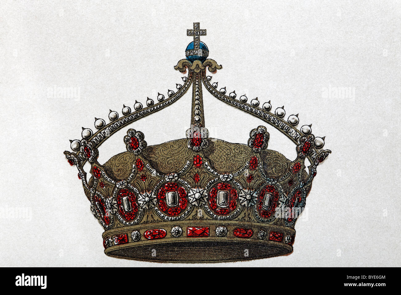 La couronne impériale allemande, Chromotafel historique, l'illustration du livre, Brockhaus Konversationslexikon, une encyclopédie de 1908 Banque D'Images