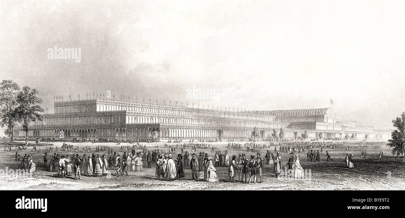 Une vue de la grande exposition des Œuvres de l'industrie de toutes les nations à Hyde Park, Londres, Angleterre, 1851. Banque D'Images