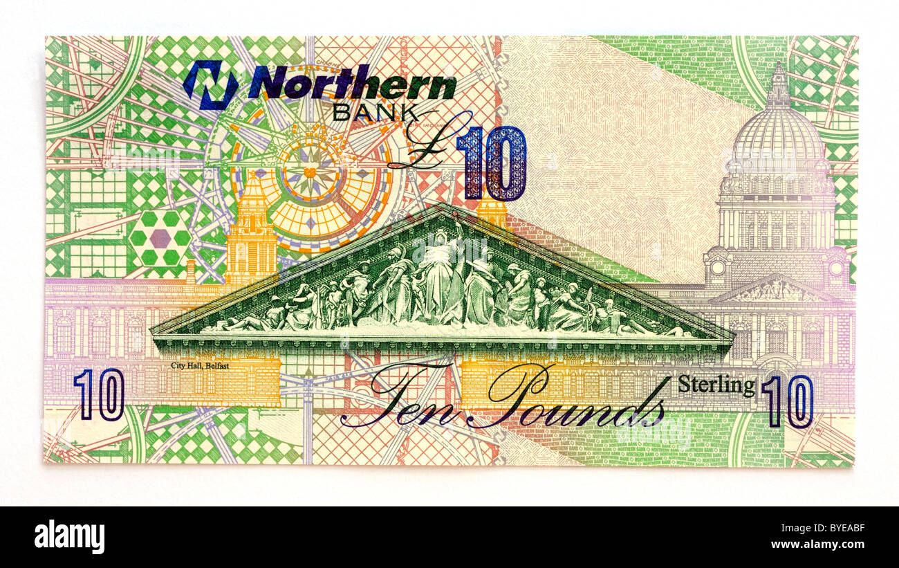Rive nord 10 billets de banque de dix livres. Banque D'Images