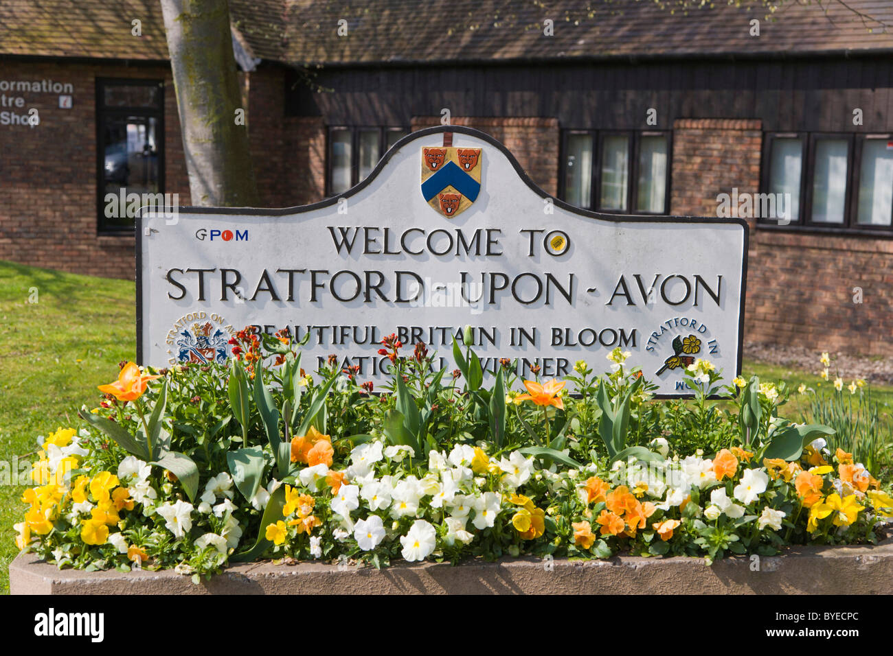 Ville pancarte, Stratford-upon-Avon, Warwickshire, Angleterre, Royaume-Uni, Europe Banque D'Images