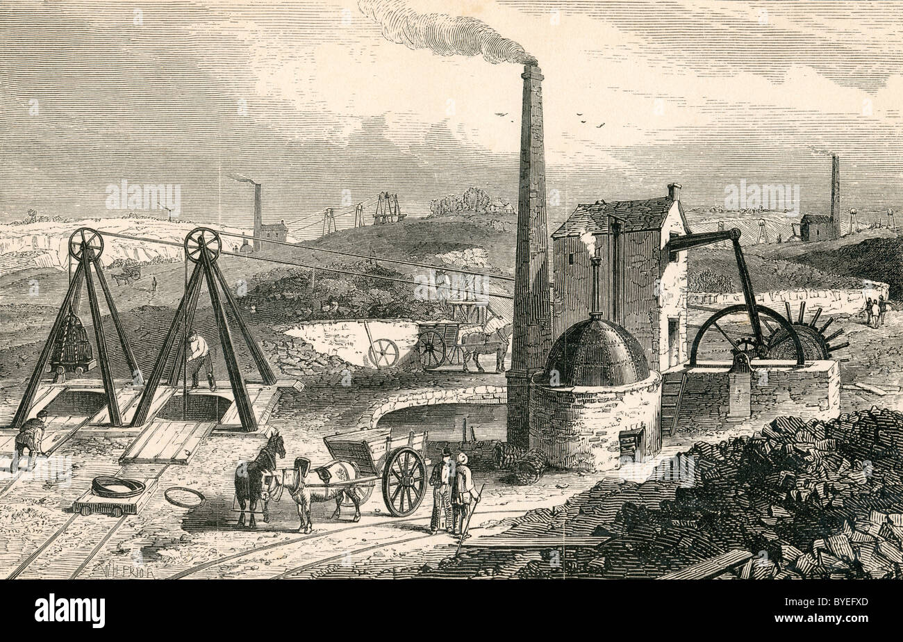 Whimsey dessin du moteur ou du charbon dans le Staffordshire Collieries, en Angleterre au 19e siècle. Banque D'Images